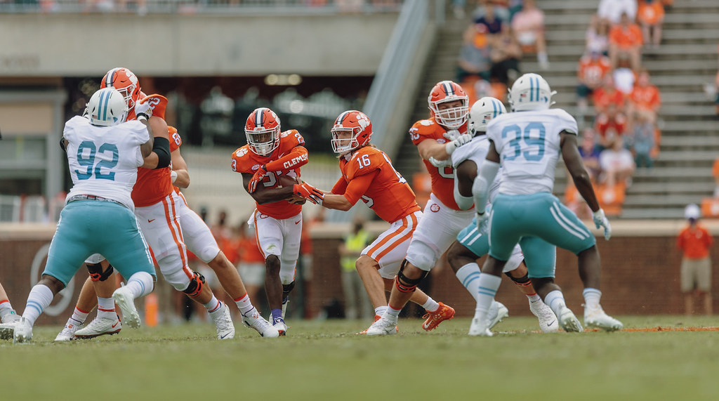 Clemson Football Photo of Lyn-J Dixon and Trevor Lawrence and thecitadel