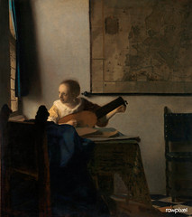Young Woman with a Lute (ca.1662&ndash;1663) by Johannes Vermeer. Original from The MET Museum. Digitally enhanced by rawpixel.