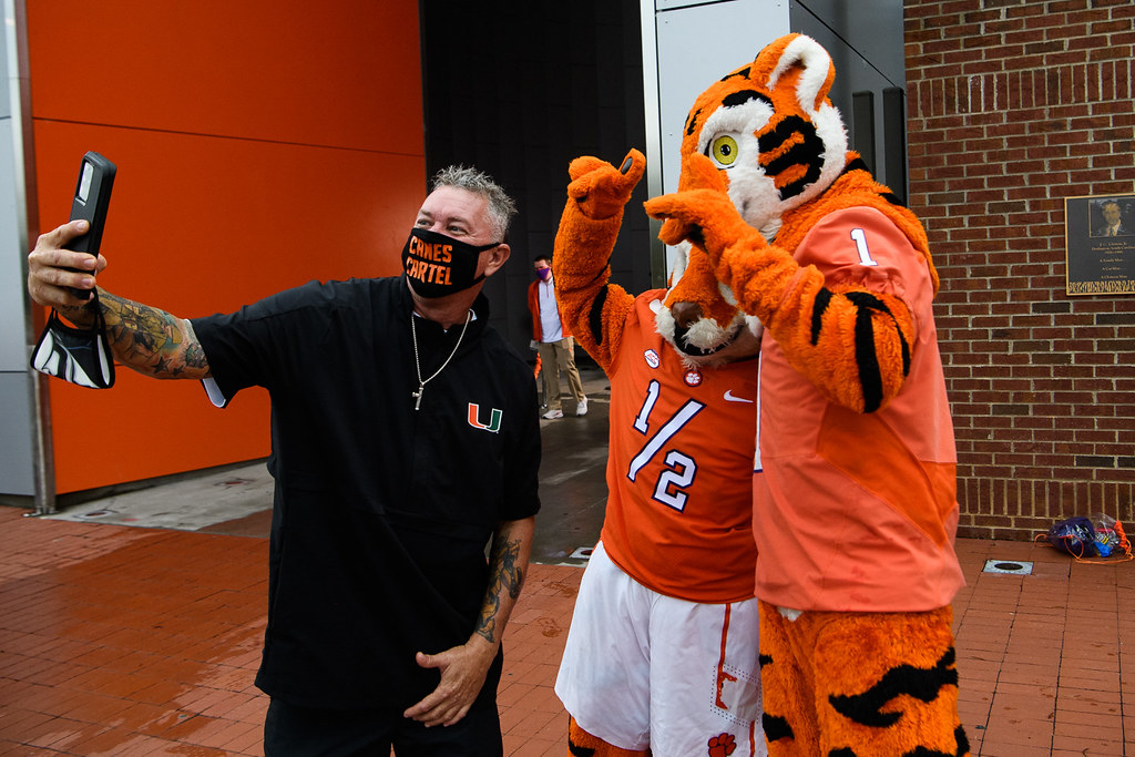 Clemson Football Photo of The Tiger and miami and tigerwalk