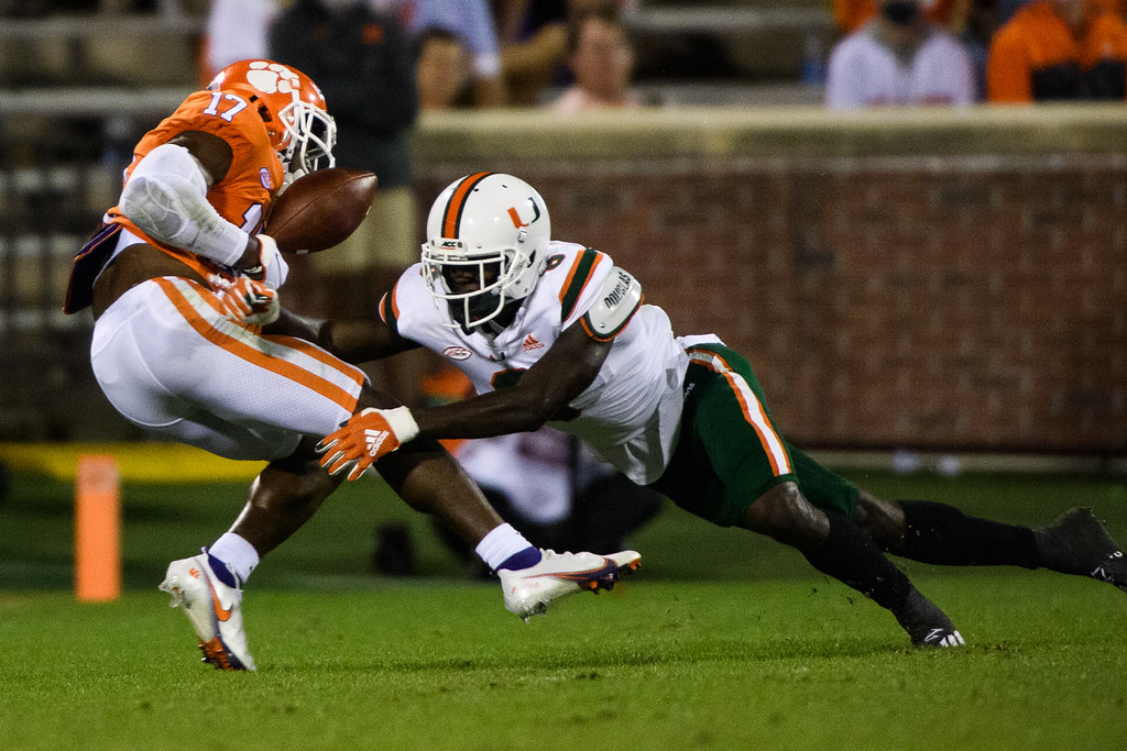 Clemson Football Photo of Cornell Powell and miami