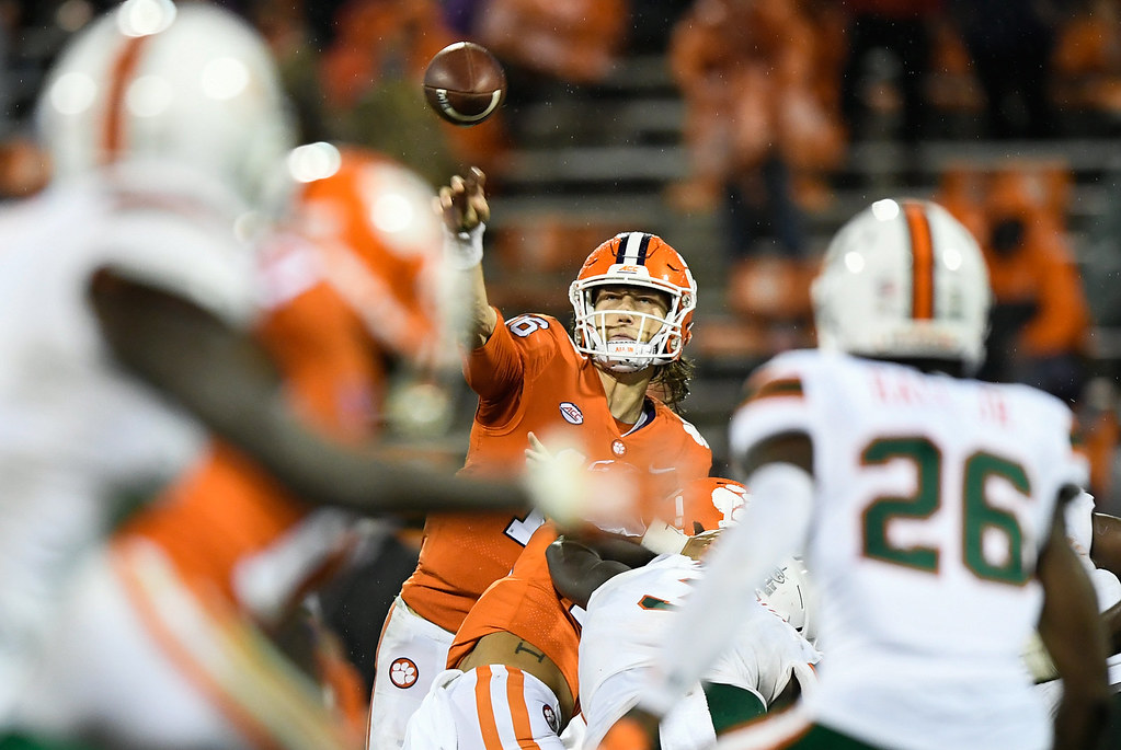 Clemson Football Photo of Trevor Lawrence and miami