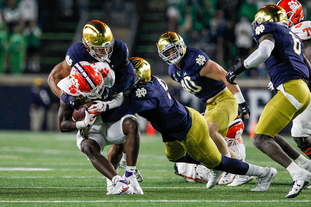 Clemson Football Photo of Travis Etienne and notredame