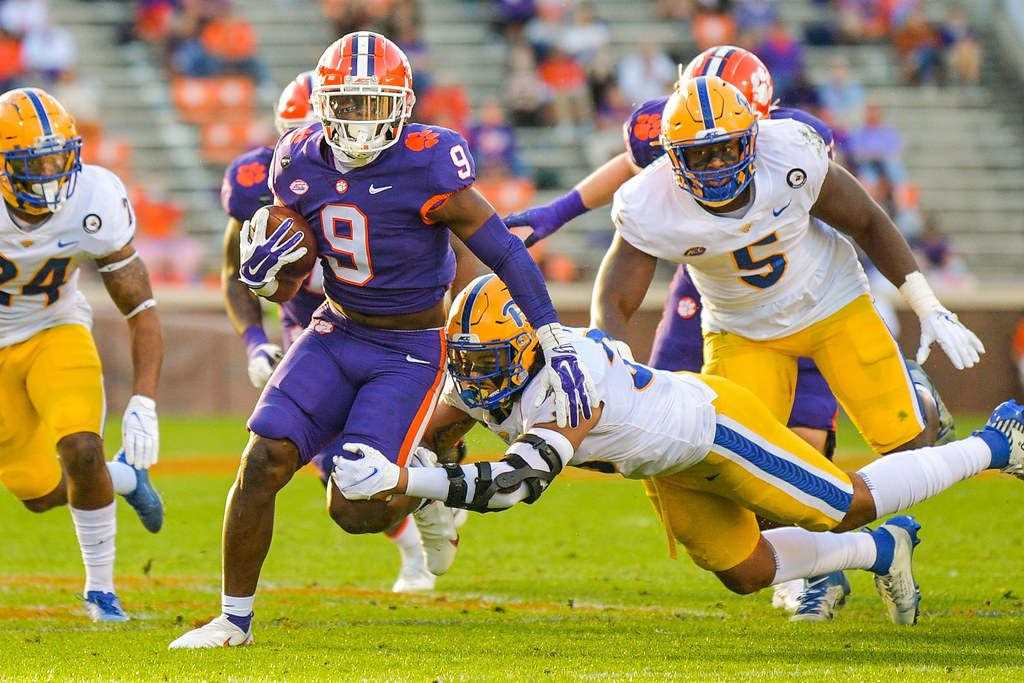 Clemson Football Photo of Travis Etienne and pittsburgh