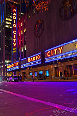 Radio City Music Hall at Night 50th St Rockefeller Center RCMH 6th Ave Avenue of the Americas Midtown Manhattan New York City NY P00731 DSC_1775