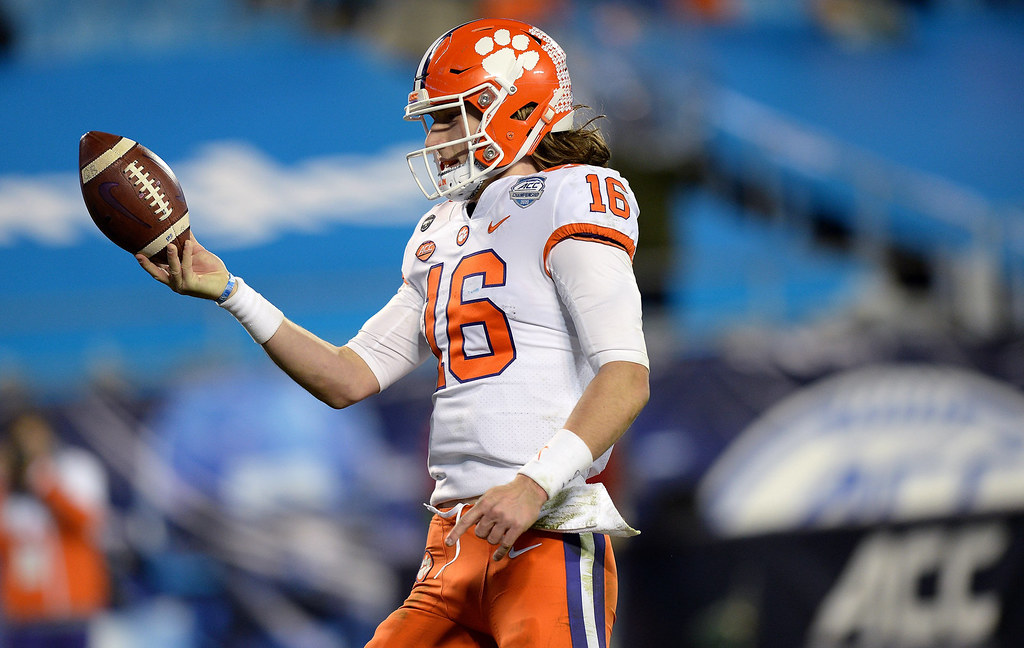 Clemson Football Photo of Trevor Lawrence and notredame and accchampionship