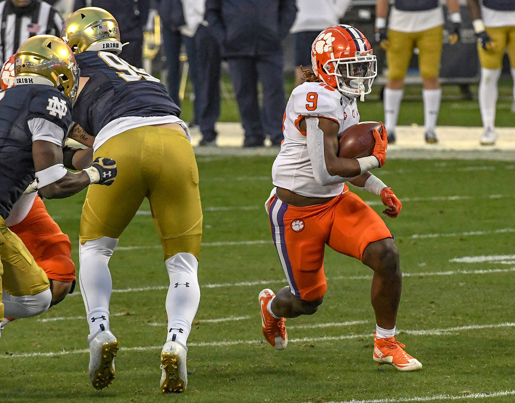 Clemson Football Photo of Travis Etienne and notredame and accchampionship