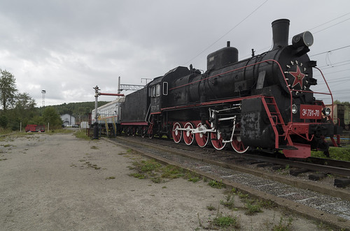 Steam locomotive Er at the Medvezhya Gora railway station, 12.09.2018.