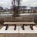Thunderbolt bench and back of steel mill and Monongahela River