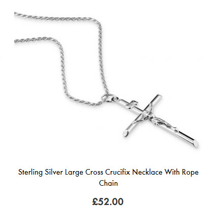 Large Cross Crucifix Necklace with Rope Chain
