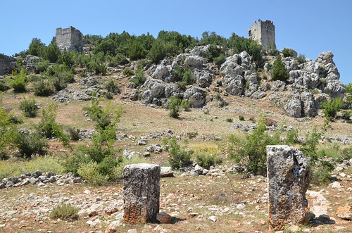 The acropolis hill with fortification towers, Olba, Cilicia, Turkey