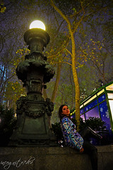 Me & Beautiful Bryant Park Lamp Post at Night Midtown Manhattan New York City NY P00787 DSC_3534