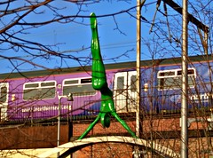 Acrobatic public art in Manchester (plus train)