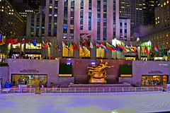 Prometheus Sculpture Statue Fountain & Preparations for The Rink Rockefeller Center Midtown Manhattan New York City NY P00800 DSC_9647