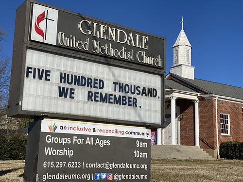 Five Hundred Thousand (500,000). We Remember. | Glendale United Methodist Church - Nashville Sign