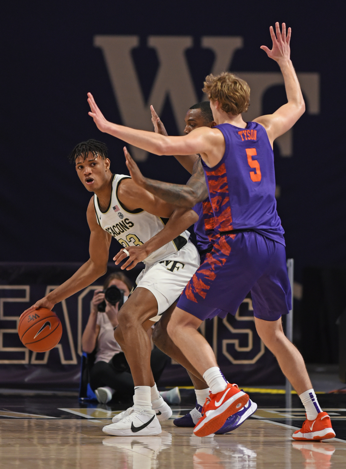 Clemson Basketball Photo of Hunter Tyson and Wake Forest