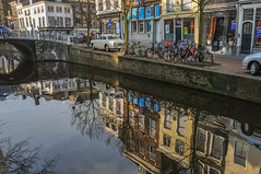 Gracht Wasserspiegelung Delft Niederlande