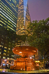 Bryant Park Fountain , Sales Force & Bank of America Towers at Night Midtown Manhattan New York City NY P00835 DSC_9337
