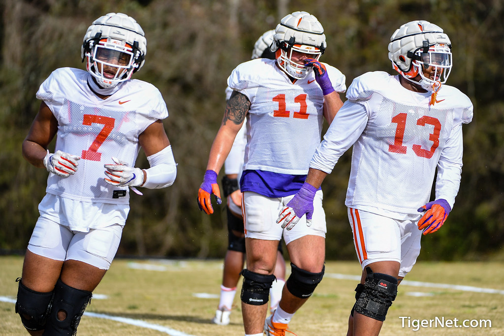 Clemson Football Photo of Bryan Bresee and Justin Mascoll and Tyler Davis