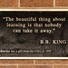 "The beautiful thing about learning is that nobody can take it away." - B.B. King