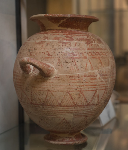 Etruscan Subgeometric Red-on-White olla with a line of herons from the Cima Tumulus at San Giuliano