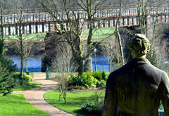 Statue overlooking Miller Park at Preston