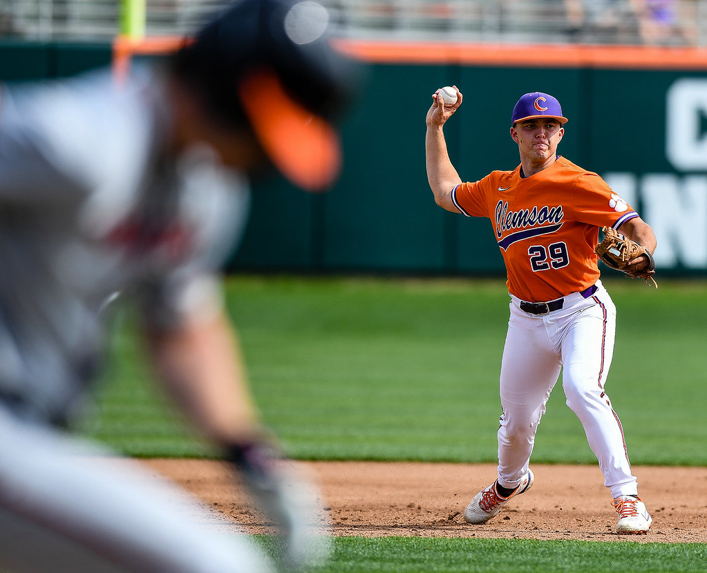 Clemson Baseball Photo of Max Wagner and Virginia