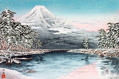 Mt. Fuji from Tagonoura, Snow Scene (1932) print in high resolution by Hiroaki Takahashi. Original from The Los Angeles County Museum of Art. Digitally enhanced by rawpixel.
