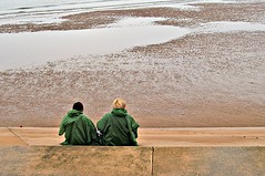 People enjoying a damp Blackpool