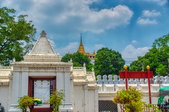Wat Saket seen from Wat Ratchanatdaram Worawihan on Rattanakosin island (Old Town) in Bangkok, Thailand