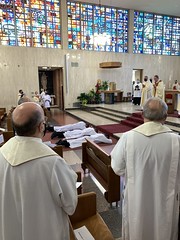The deacons-elect prostrate themselves during the Litany of Supplication.