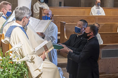 Luke Daghir (on right) at Installation of Lector at St. Mary's Seminary & University on 4/14/2021.