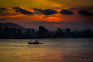 Sunset in Guanabara bay - Rio de Janeiro, Brazil.