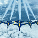 The Blue Angels fly in formation at Joint Base McGuire-Dix-Lakehurst, N.J.