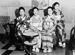 Four Japanese women aboard SS President Coolidge, 1936