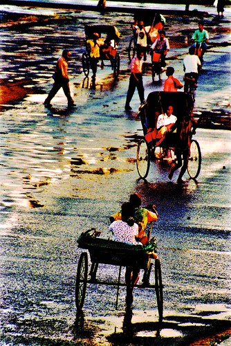 Rainy street & “push-push” rickshaws; Toamasina, Madagascar Photo Art