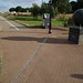 The Greenwich Meridian line and the Globe sculpture at Cleethorpes