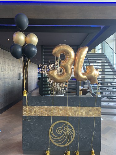 Table Decoration 6 balloons Foilballoon Number 34 Bachelor Party Aqua Asia Club Rotterdam