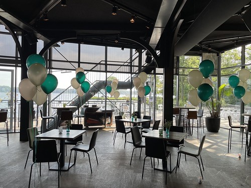 Tafeldecoratie 5ballonnen Bedrijfsfeest Beneden Etage The Boathouse Kralingse Plas Rotterdam