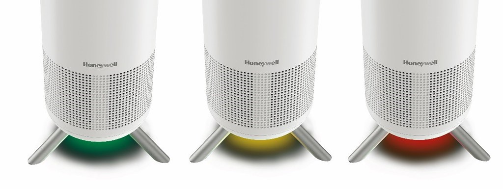 圖三：Honeywell小氛機內建 VOCs 偵測器，將空氣品質即時反映在燈色上，並直接在機身下方顯示，一眼現形，讓淨化效果變得更直覺、更安心！