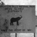 UG Murchison Falls Natl Park Safari - elephants have the right of way sign - 1965 (W65-A84-14)--Moldy