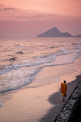 Monk walking before the dawn, Hua Hin, Thailand