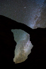 Andromeda and the Milky Way through Turret Arch, Arches National Park
