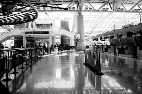 The airport in the morning was full of light.