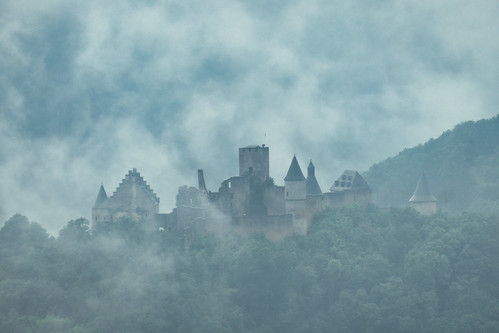 Bourscheid castle in the clouds