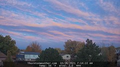 October 26, 2021 - Beautiful pastel-colored sunrise. (ThorntonWeather.com)