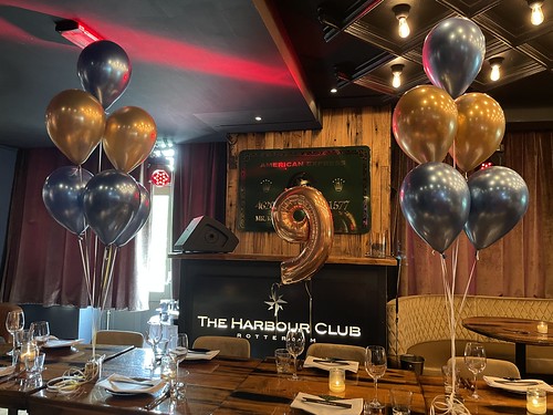 Table Decoration 6 balloons Foilballoon Number 9 Birthday The Harbour Club Rotterdam