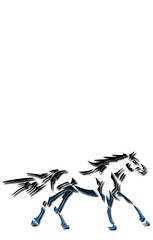 Horse Black/Blue Gradient, white border, Dropshadow
