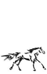 Horse Black, White Border, Dropshadow