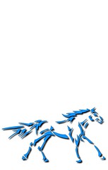 Horse Blue, black border with Dropshadow