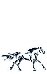 Horse Black, Blue Border, Dropshadow
